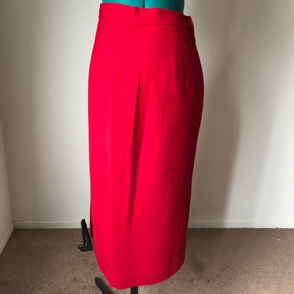 SOLDRed vintage comfy pencil skirt sz 8 - Picture 3 of 5